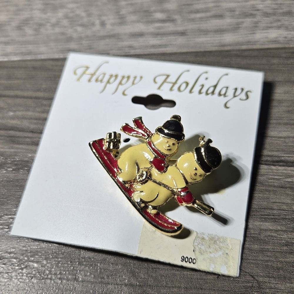 Festive Snowman Holiday Pin Brooch